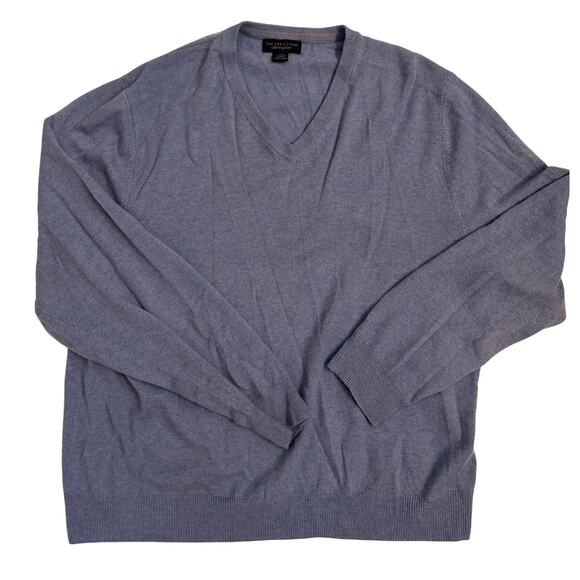 The Men's Shop Bloomingdales 100% Cashmere Light Blue Pullover Sweater VNeck XXL - Picture 1 of 3